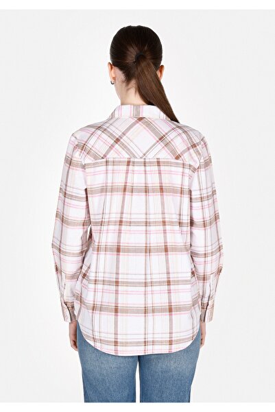 Colin's Κανονική Μπλούζα με Κορμό Μπλε και Πουά Γυναικεία Μπεζ Μακρυμάνικη Μπλουζάκι