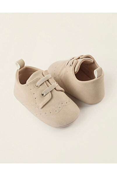 Ziddy Brogue Shoes for Newborns, Beige