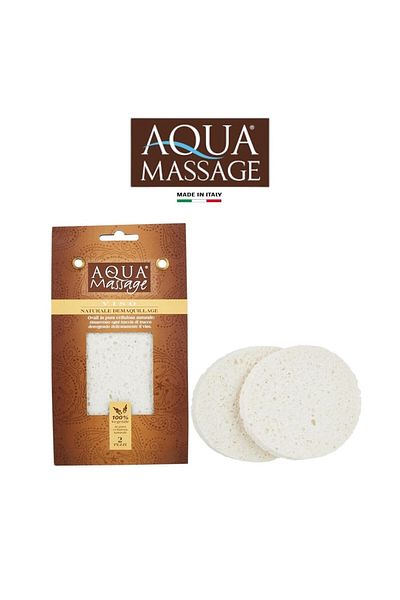 Aqua Massage إسفنجة إزالة المكياج الناعمة والمتينة White Viso Naturale Demquillage