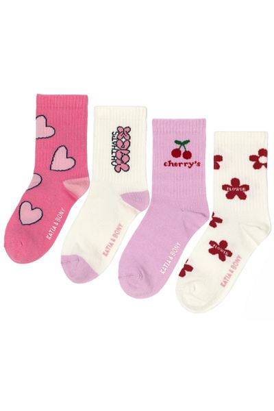Katia&Bony Pink Patterned Girl's 4-Piece Socks