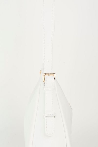 Vivaq Women's White Baguette Design Strap Lined Faux Leather Zipper Closure Hand and Shoulder Bag