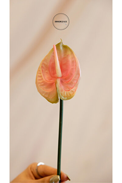 Dekorsende Yapay Antoryum Çiçeği Canlı Dokunuş Pembe 40 Cm