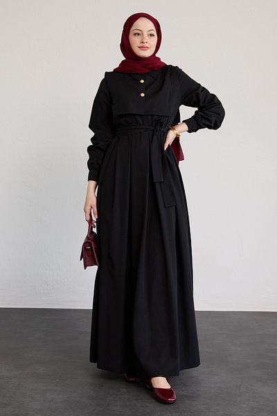 InStyle Schwarzes Bolero-Kleid mit Knopfdetail