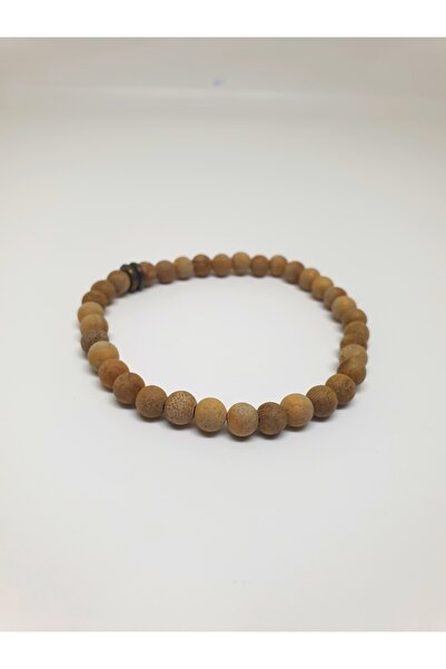 mama india alaçatı Sandalwood Handmade Elastic 6 mm Beaded Bracelet No 32