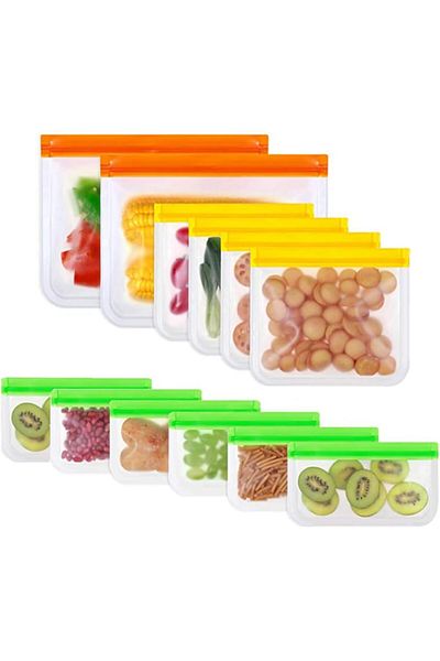 COOYA Reusable Food Storage Bags, 12 Pack BPA-Free Freezer Bags (Colorful)