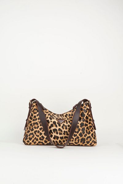 Vivaq Women's Leopard Brown Baguette Design Strap Lined Faux Leather Zipper Closure Hand and Shoulder Bag