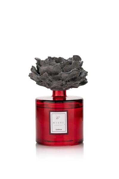 Missi 500 ml Kırmızı Silindir Şişe Gül Taşlı Gardenya Oda Kokusu