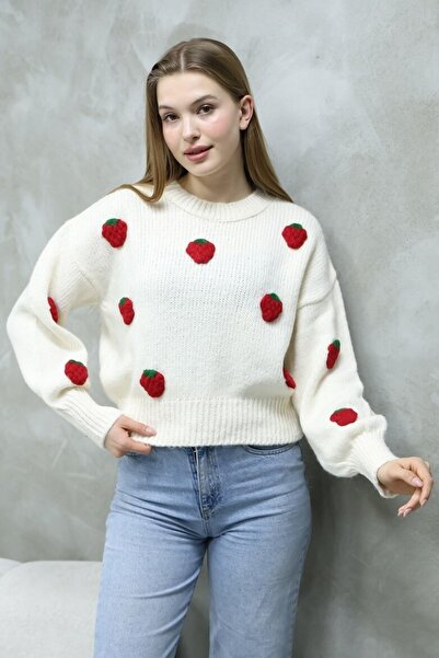 İKLİM LİFE Çilekli Triko Kazak