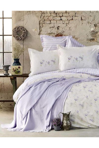 ÇIRPAN EV Karaca Home Tesla Lila Double Personality Duvet Cover & Pique Set
