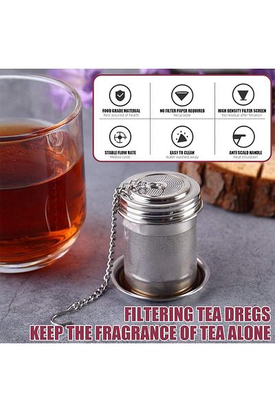 COOYA Stainless Steel Tea Strainer for Loose Leaf Tea, Herbal Tea, Spices, with Chain Hook and Base