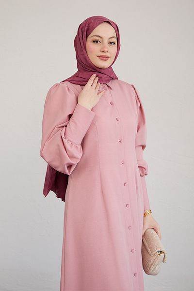 InStyle Buttoned Knitwear Powder Dress