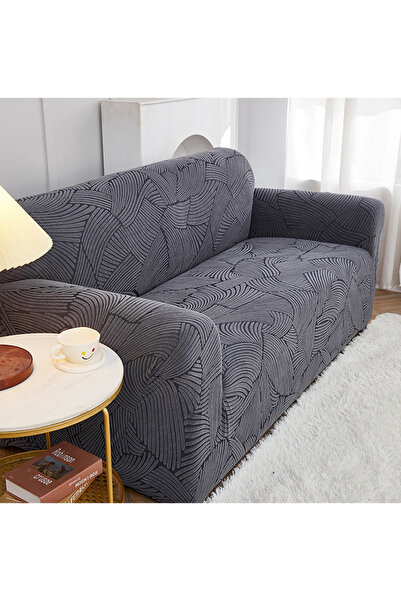 sharpdo Three Person Thickened Elastic Dust-proof Full Wrapped Maple Leaf Pattern Sofa Cover 190-230cm