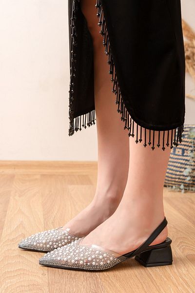 bakacstore Rochie de mireasa neagra din zestre cu margele - tocuri ocazionale