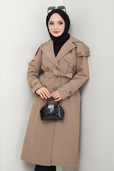InStyle Trench bej căptușit cu detaliu epoleți pe umeri