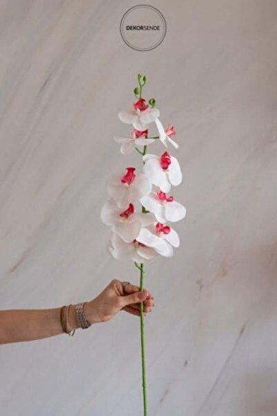 Dekorsende Yapay Orkide Dalı Fuşya Beyaz 100 cm