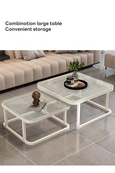 sharpdo طاولة قهوة صغيرة بتصميم Ins مع إطار معدني من الزجاج المقسّى، مقاس 60*60*36.5 سم و70*70*44 سم