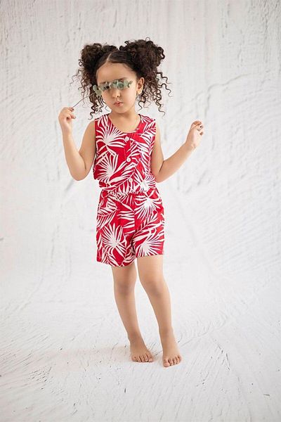 Hilal Akıncı Kids Girls' Red Shorts Jumpsuit
