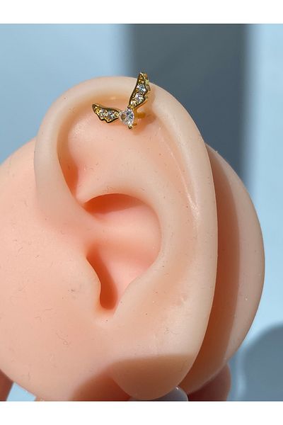 kurukafagift Piercing with Stones - Tragus Helix Lobe Cartilage Bat Steel