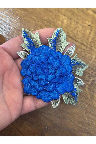 Gönülden Tasarım Blue Flower D Processing Embossing Dial Coat of Arms 11X8 cm