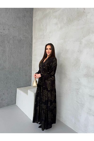 ZF BUTİK Viscose Patterned Hijab Dress