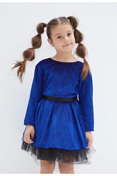 Hilal Akıncı Kids Girl's Glittery Tulle Detailed Saks Evening Dress