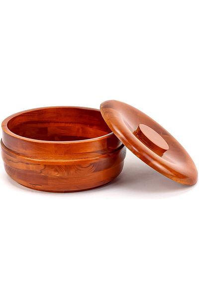 Winds Trading 18cm Rustic Wooden Bowl with Lid –Storage,Serving,Keeps Food Warm, for Bread & Spices