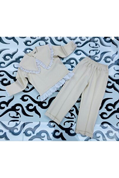 Hilal Akıncı Kids Κοριτσίστικη μπλούζα με γιακά με λεπτομέρεια ραμμένη σετ 2 τεμαχίων