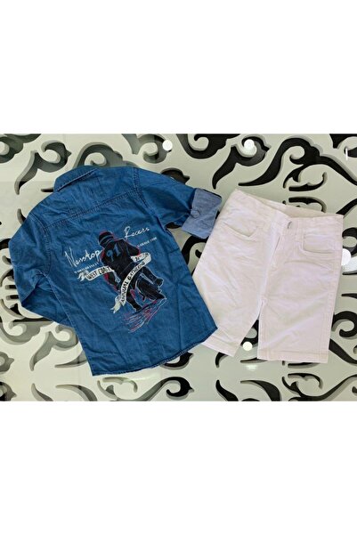 Hilal Akıncı Kids Boy's Denim Shirt Shorts Set of 2