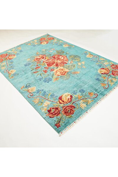 Halıcızade El Dokuma Karabağ Desenli Mavi Yün Halı