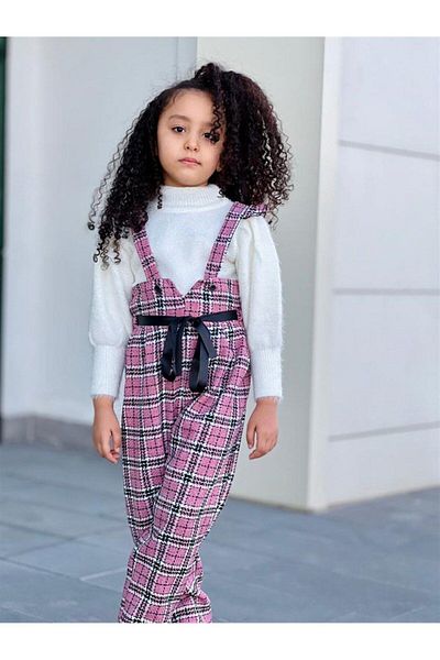 Hilal Akıncı Kids Tricoturi albe Pulover, Salopet și Pantaloni - Set 3 piese pentru fete