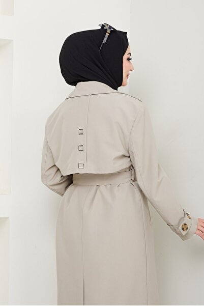 InStyle Taşlı Toka Detaylı Astarlı Taş Trençkot