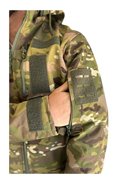 Avcı Softshell Soğuk İklim Kamuflaj Mont Pantolon Takım - M