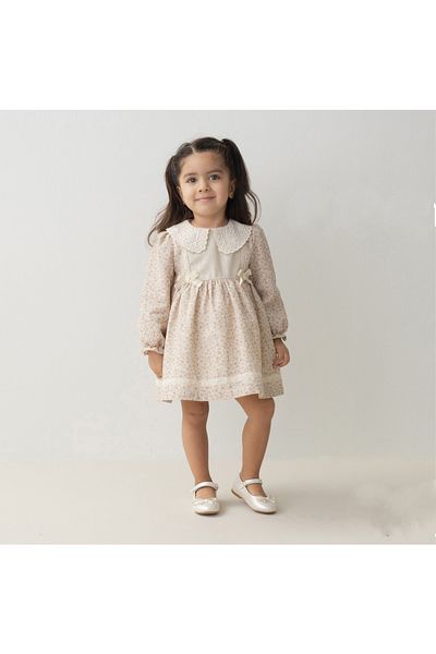 miomini Floral Printed Linen Girl's Dress for 6 Months to 5 Years