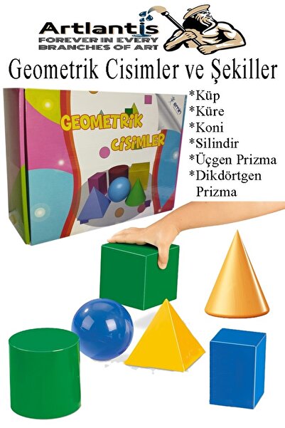 Artlantis Geometrik Cisimler ve Şekiller Büyük Boy 1 Paket Matematik Ders Materyali 10 cm  6 Parça Prizma Küp