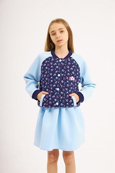 Hilal Akıncı Kids Girl's Scuba Fabric Lined College Jacket Skirt 2-Piece Set