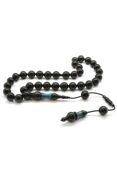 Tesbihane Erzurum Oltu Turquoise Embroidered Rosary - Istanbul Cut, Worked Imame 101001836