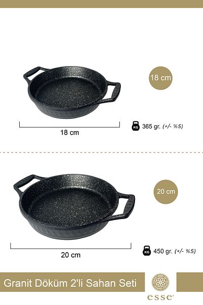 Esse Black Granite Casting Pan Set - 18 Cm/20 cm E0071