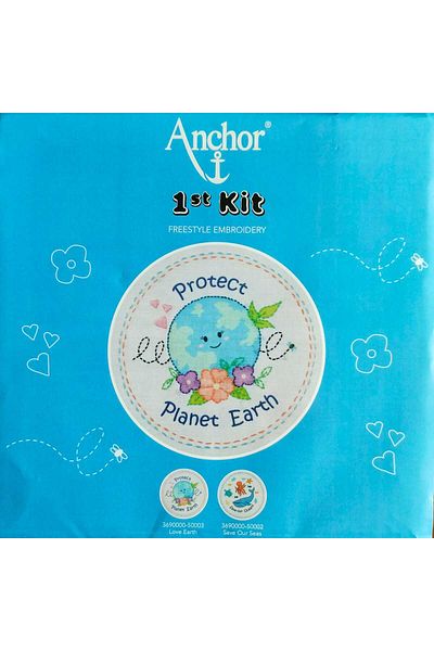 Anchor First Kit 18X18Cm World Patterned Embroidery Kit