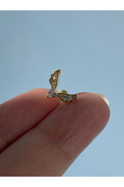 kurukafagift Piercing with Stones - Tragus Helix Lobe Cartilage Bat Steel