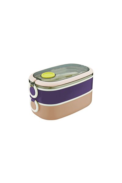 VİP AHMET Vip Ahmet Life Two Layer Metal Lunch Box with Fork Set 1300 ml