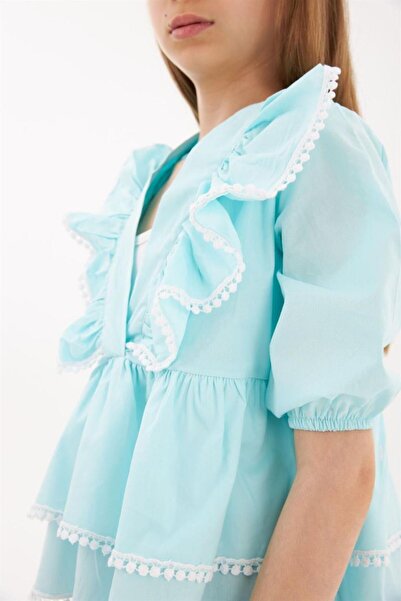 Hilal Akıncı Kids Дівчача блузка з вишивкою, багатошарова, джинсові легінси, комплект з 2 предметів