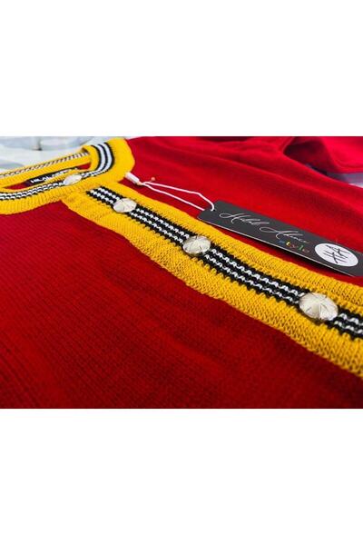 Hilal Akıncı Kids Tricotaj pentru fete cu decolteu în formă de cardigan, fustă cu dungi, set de 3 piese