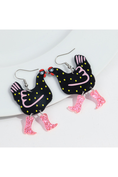 Choice Black Funny Acrylic High Heels Hen Dots Pendant Earrings for Women Car...