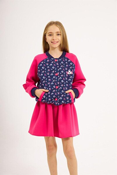 Hilal Akıncı Kids Girl's Scuba Fabric Lined College Jacket Skirt 2-Piece Set