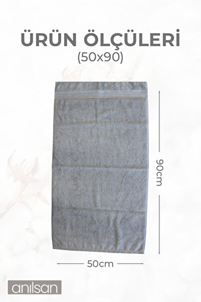 Anılsan 6-панельна сіра рушник для рук - 50x90 см, 225 г, 100% бавовна - рушник для спа-салонів та готелів, для щоденного використання.