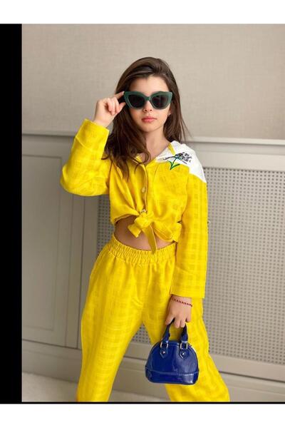 Hilal Akıncı Kids Girl's Pearl Buttoned Embroidery Detailed Tied Front Shirt ...