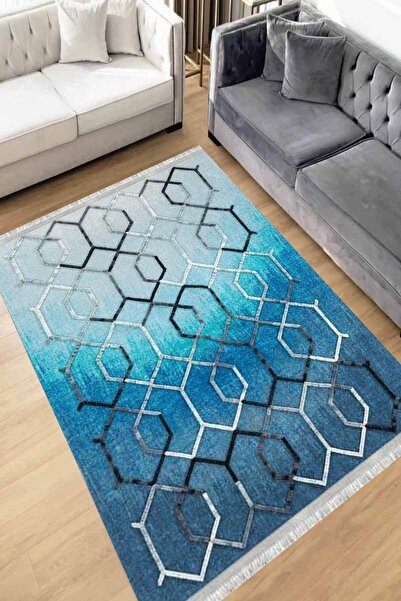 Motto Rug Store Eko Dijital Baskı Yıkanabilir Kaymaz Taban Dekoratif Salon Ha...