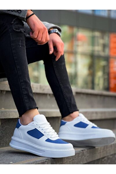 KUBACK Legend is back حذاء رياضي كاجوال KB-X8 Kuback باللون الأبيض من جلد الغزال الأزرق ونعل عالٍ