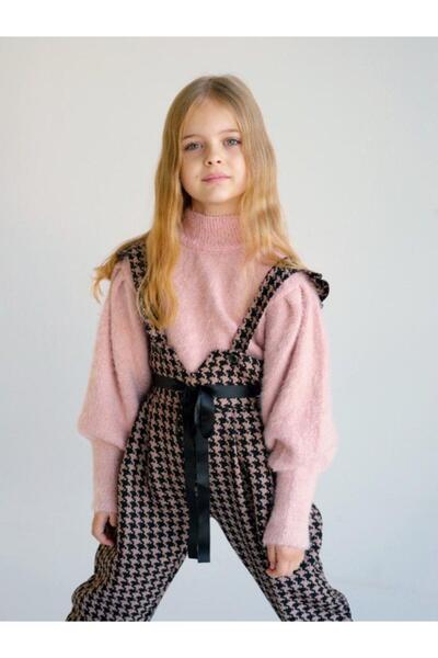Hilal Akıncı Kids Devojčin pleteni džemper sa polurolnim ovratnikom, houndsto...