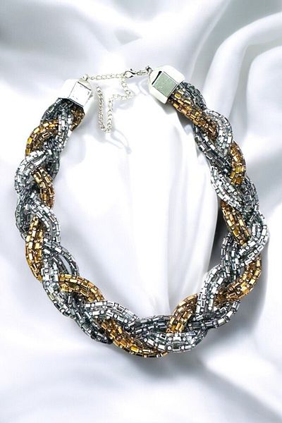 PETEK AKSESUAR Stone Shiny Knitted Necklace